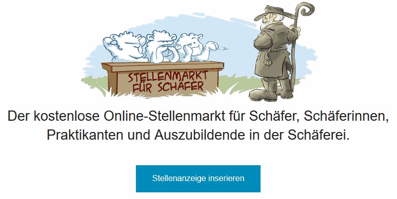 Screenshot der Stellenbörse Stellenmarkt-schafe.eu