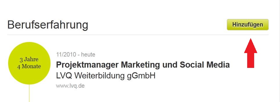 XING Profil Position hinzufügen