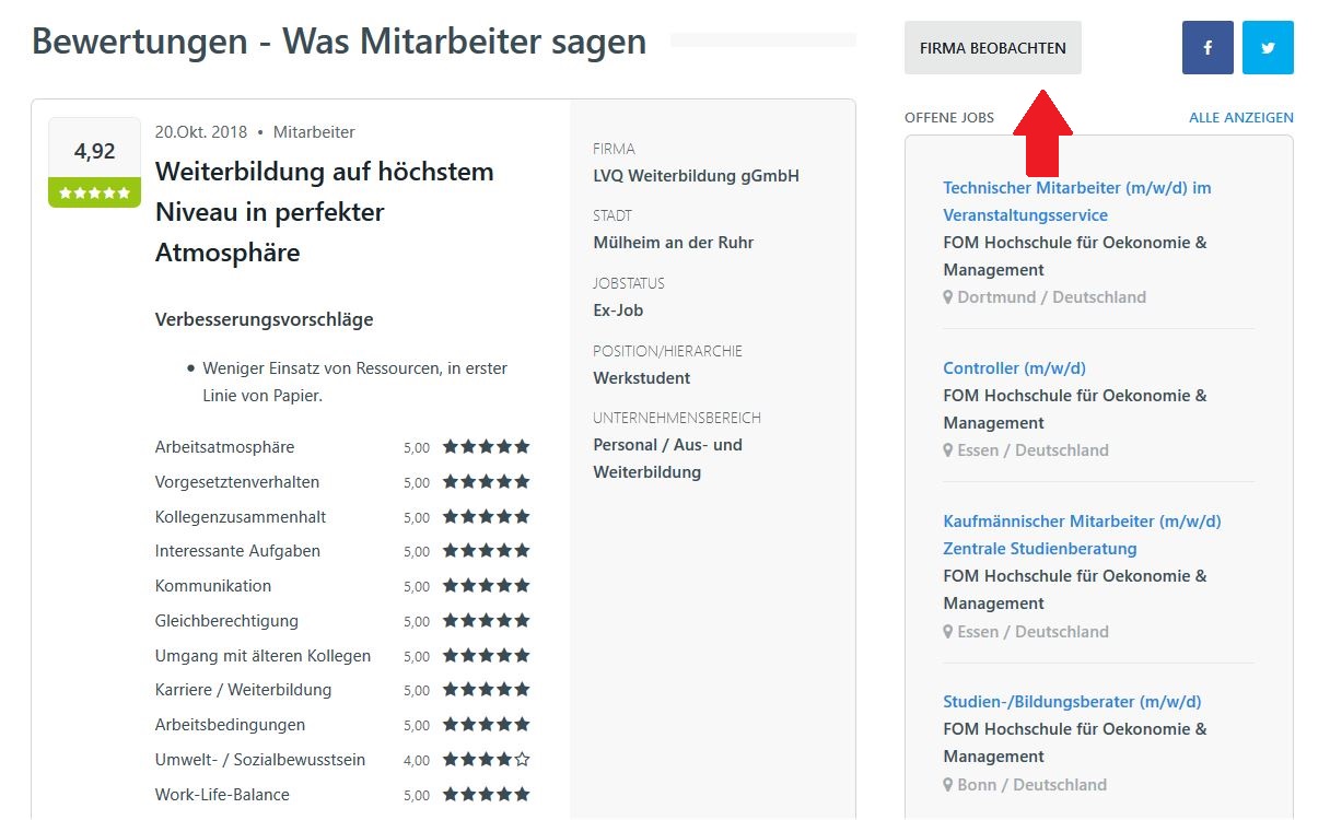 Kununu: Firma Beobachten