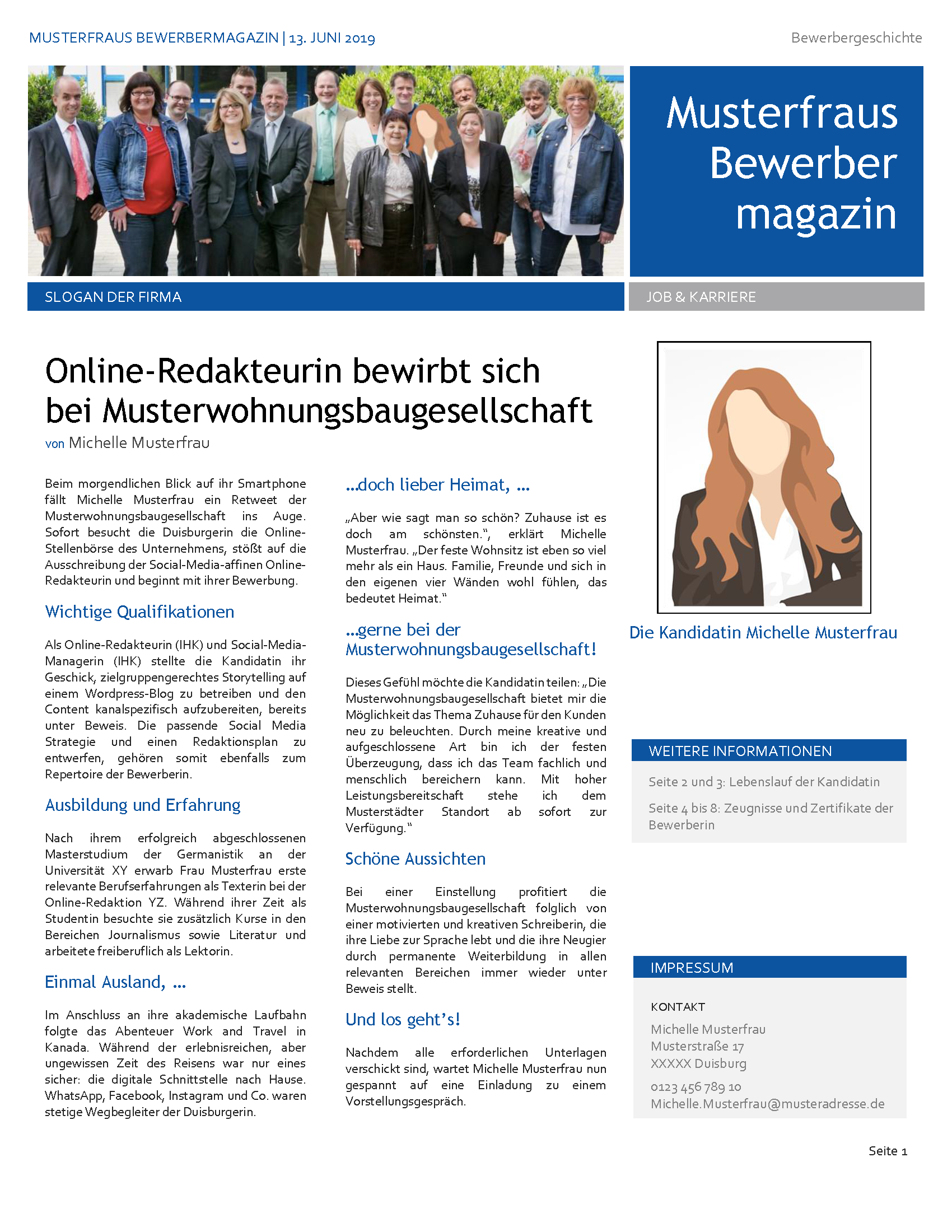 Das Anschreiben im Magazinstil