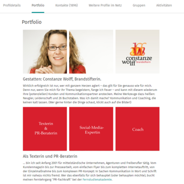 Constanze Wolff und ihr XING Portfolio Social-Media-Bewerbung mit dem XING Portfolio