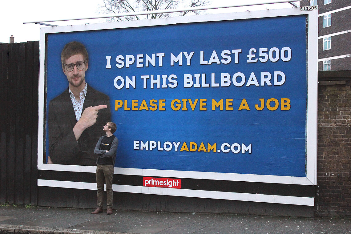 Plakatwand als Guerilla-Bewerbung