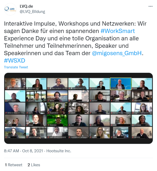 Dankestweet an alle Beteiligten des WSXD